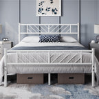 Metal Bed Frame with Arrow Design Headboard and Footboard