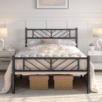 Metal Bed Frame with Arrow Design Headboard and Footboard