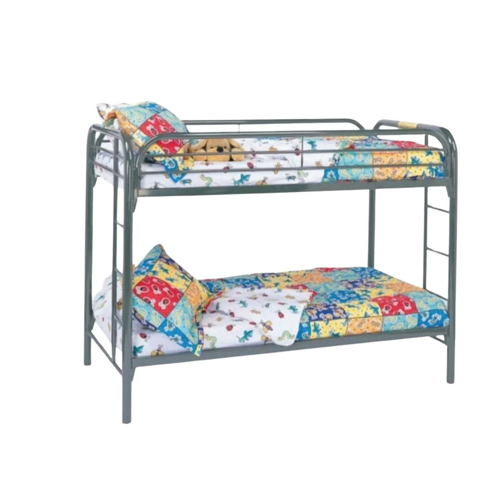 سرير بدورين معدني باللون الرمادي