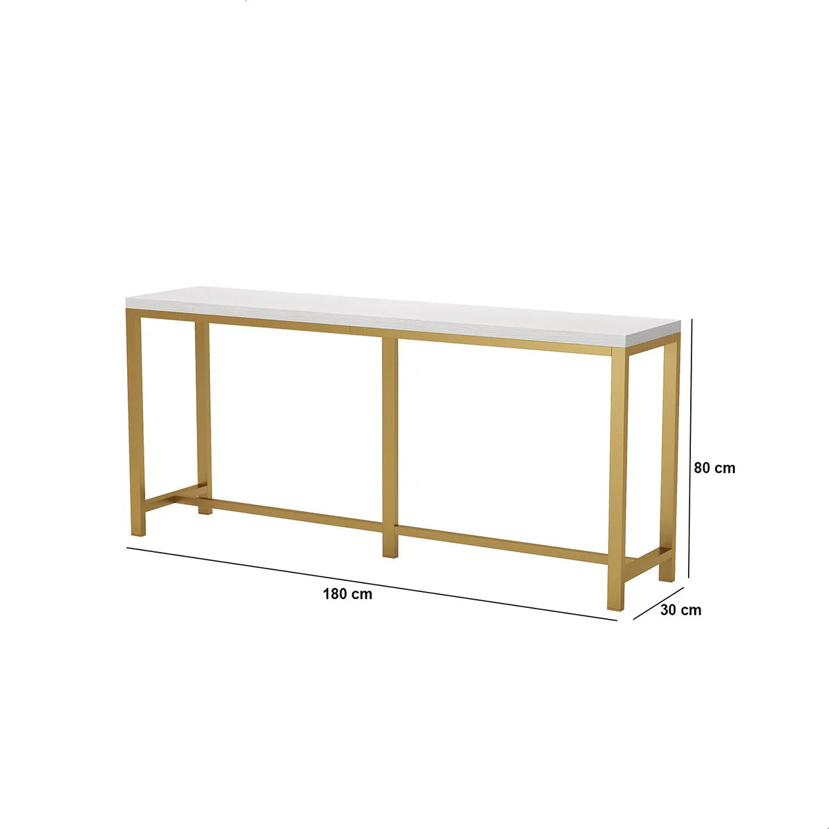 Table with dimensions on a white background