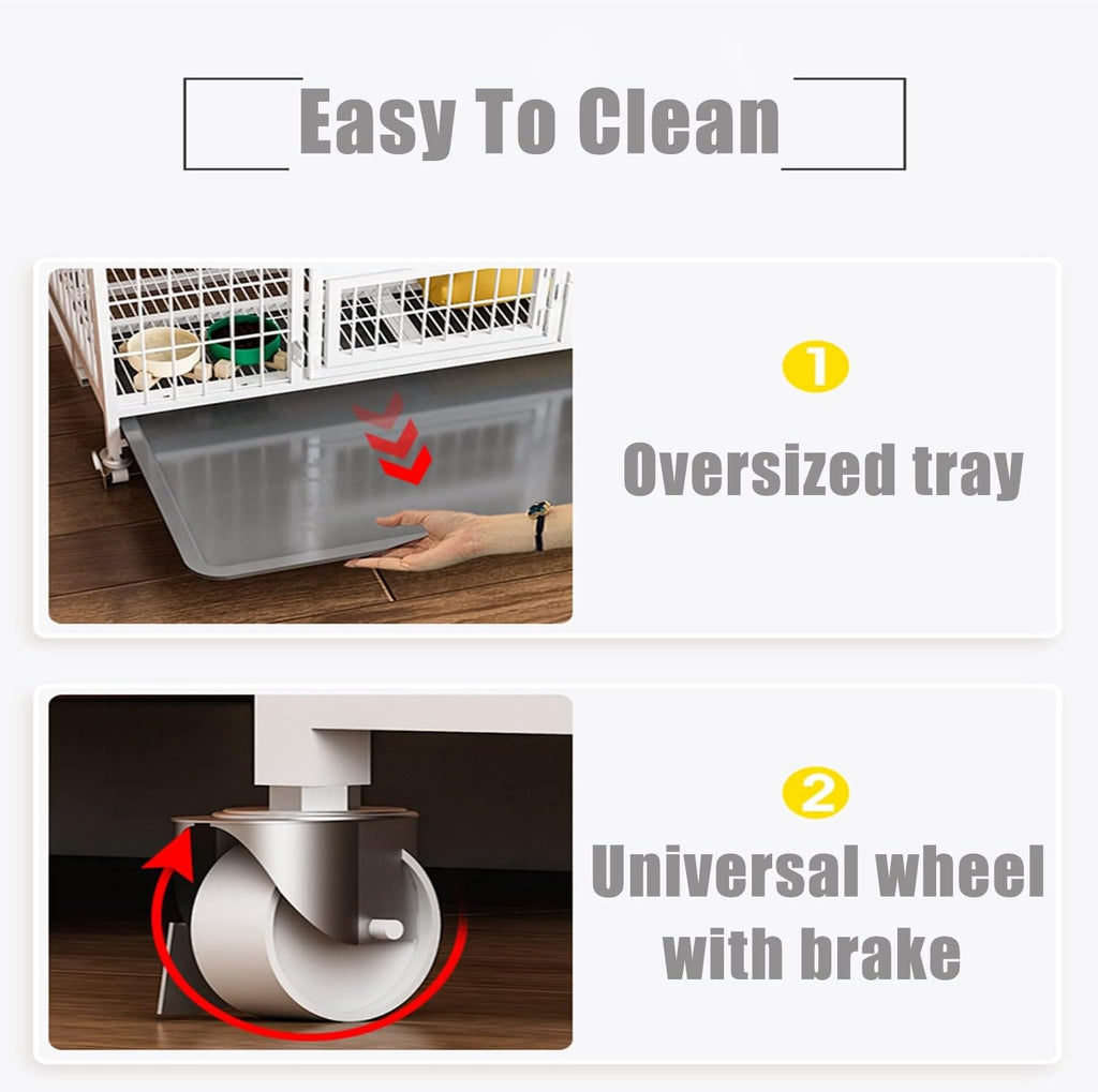 قفص كلاب حديد شديد التحمل بباب مزدوج للحيوانات الاليفة 