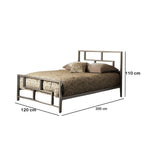 Bed with dimensions labeled on a white background