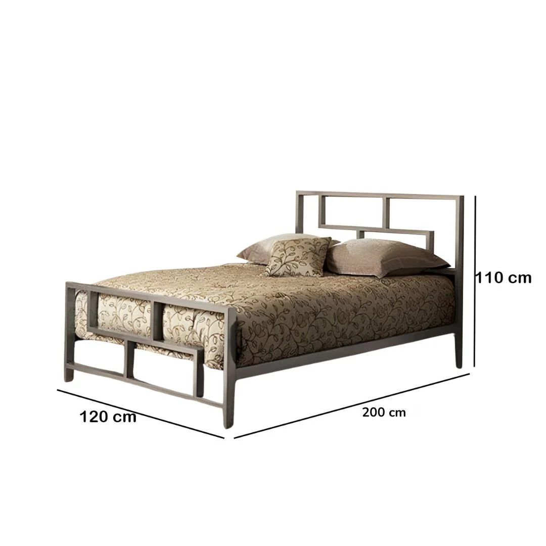 Bed with dimensions labeled on a white background