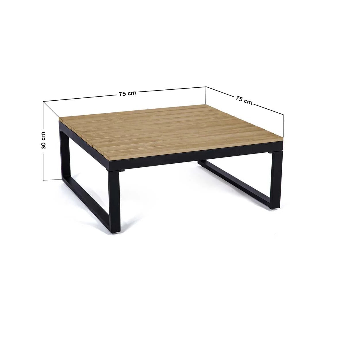 Square coffee table with dimensions labeled on a white background