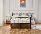 Wrought iron bed with white mattress in a bedroom setting