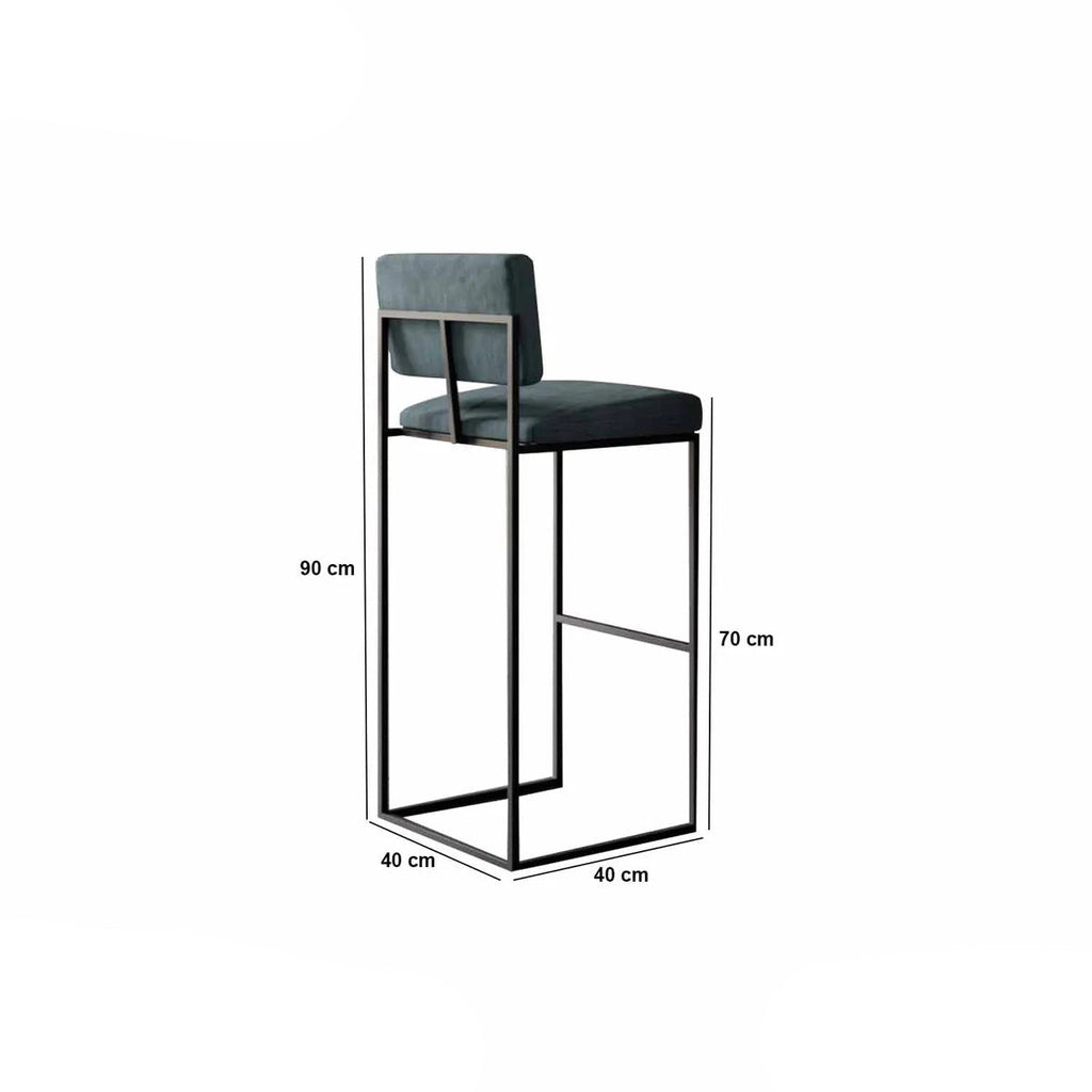 Bar stool with dimensions labeled on a white background