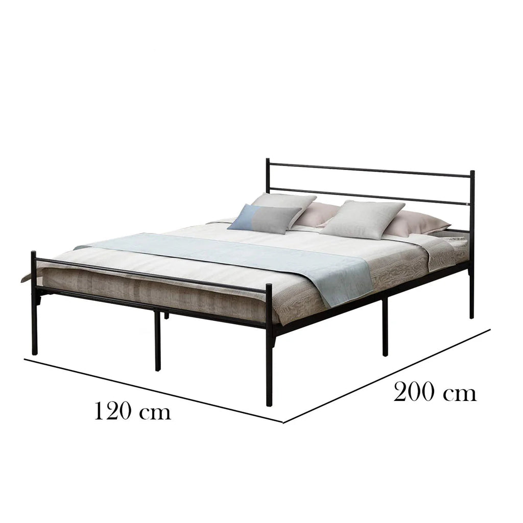 Bed with dimensions labeled on a white background