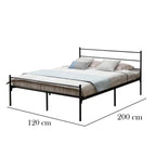 Bed with dimensions labeled on a white background