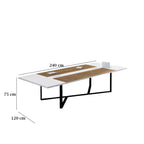 Conference table with dimensions on a white background