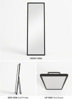 Modern Full Length Standing Mirror – Matte Black Metal Frame