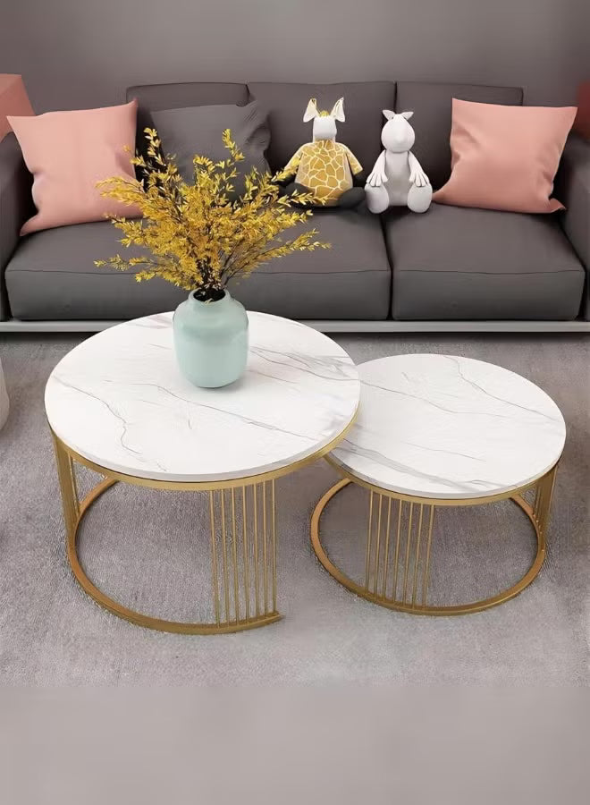 Modern living room with gray sofa, marble coffee table, and decorative items.