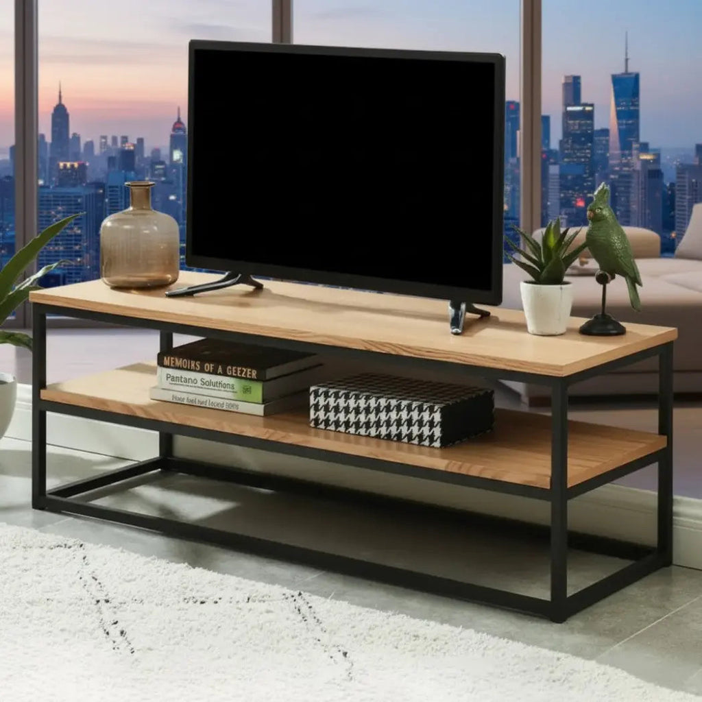 وحدة تلفزيون – حديد مع خشب MDF بتصميم مودرن عملي