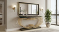 Decorative console table with mirror in a stylish room setting