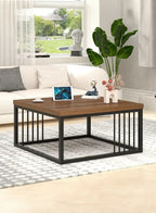 Modern Coffee Table with Metal Frame & Open Storage Space