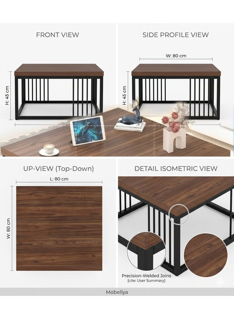 Modern Coffee Table with Metal Frame & Open Storage Space